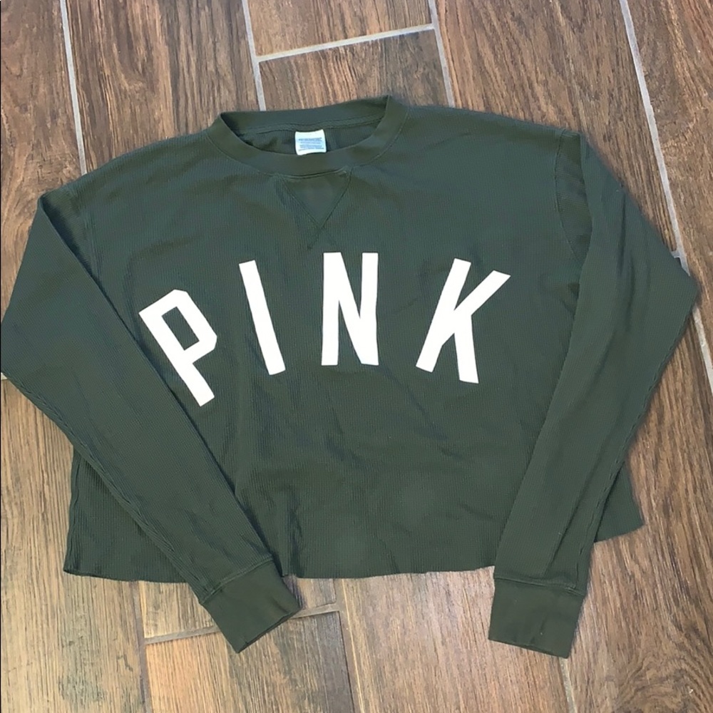 PINK Long Sleeved Green Shirt